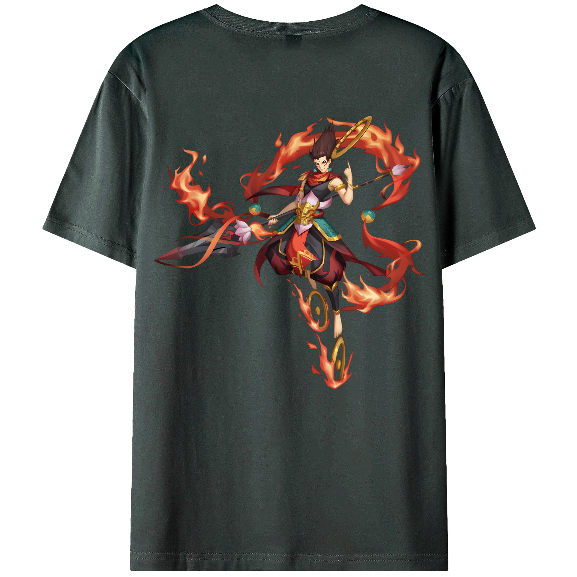 （画像用） Ne Zha 2 ナタ 魔童の大暴れ 綿100％ メンズ半袖Tシャツ（バックプリント） 通気性